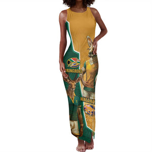 Personalised South Africa And Australia Rugby Tank Maxi Dress 2024 Springboks Wallabies Mascots Together