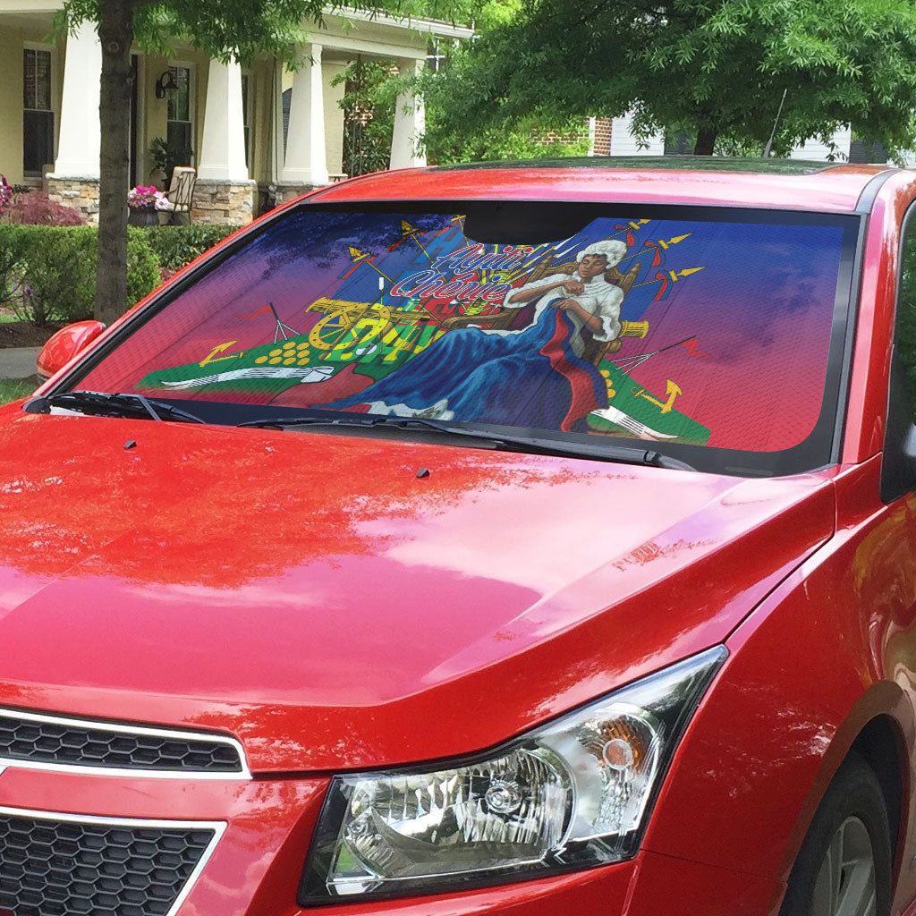 Catherine Flon Haiti Flag Day Auto Sun Shade Ayiti Cherie Coat Of Arms