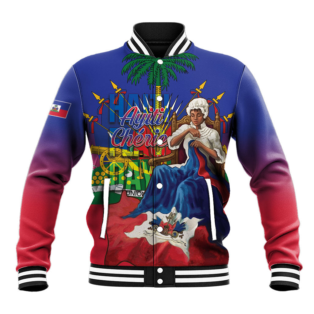 Catherine Flon Haiti Flag Day Baseball Jacket Ayiti Cherie Coat Of Arms