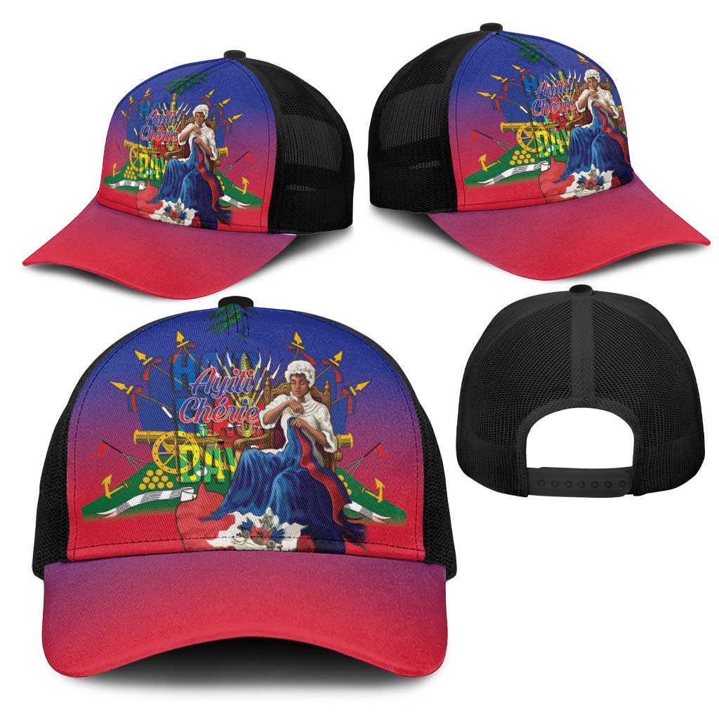Catherine Flon Haiti Flag Day Baseball Net Cap Ayiti Cherie Coat Of Arms