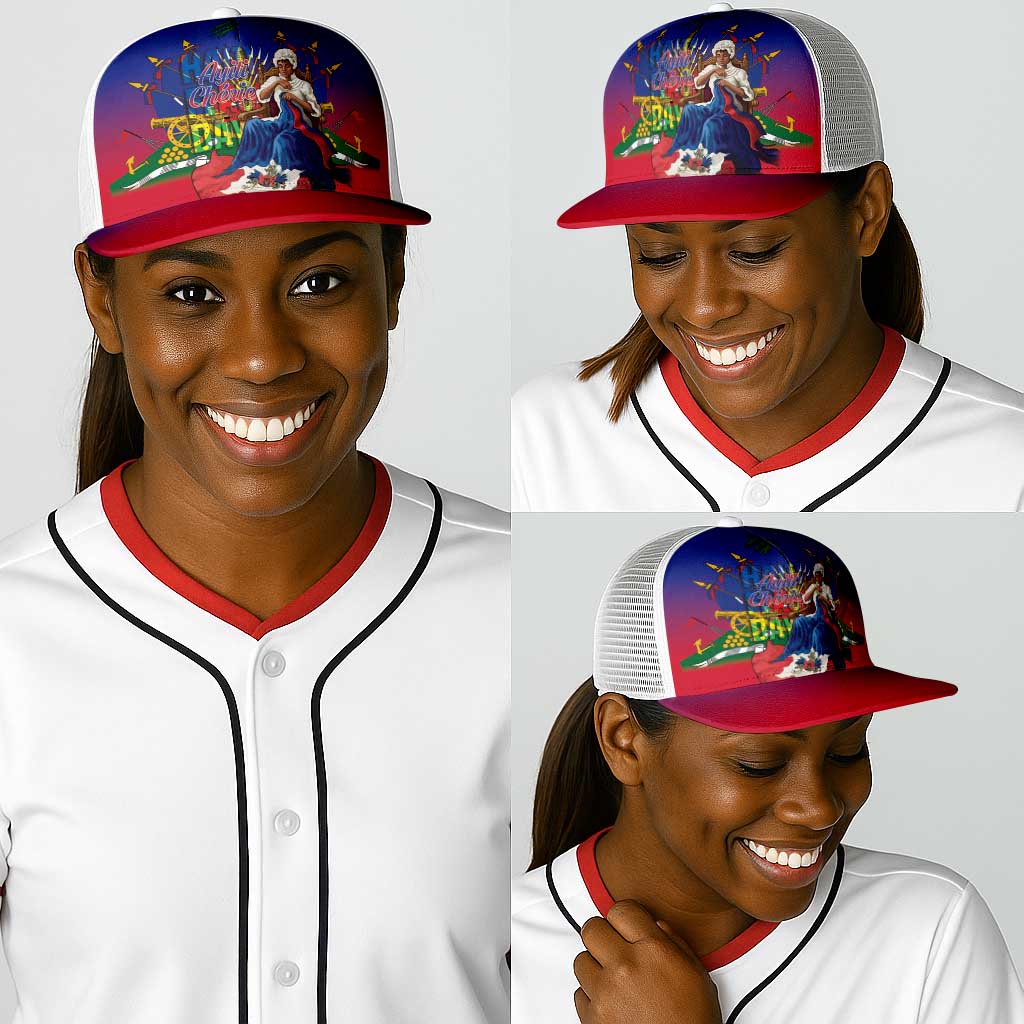 Catherine Flon Haiti Flag Day Baseball Net Cap Ayiti Cherie Coat Of Arms
