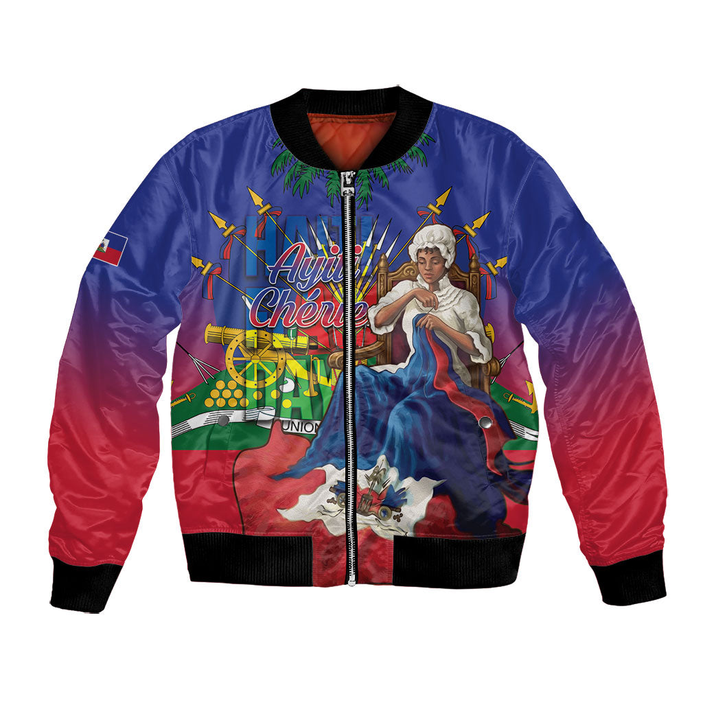 Catherine Flon Haiti Flag Day Bomber Jacket Ayiti Cherie Coat Of Arms