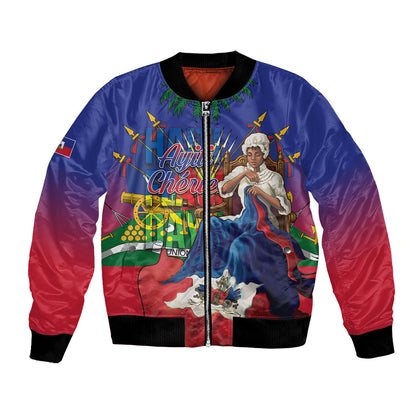 Catherine Flon Haiti Flag Day Bomber Jacket Ayiti Cherie Coat Of Arms