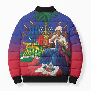 Catherine Flon Haiti Flag Day Bomber Puffer Jacket Ayiti Cherie Coat Of Arms