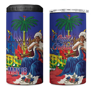 Catherine Flon Haiti Flag Day 4 in 1 Can Cooler Tumbler Ayiti Cherie Coat Of Arms