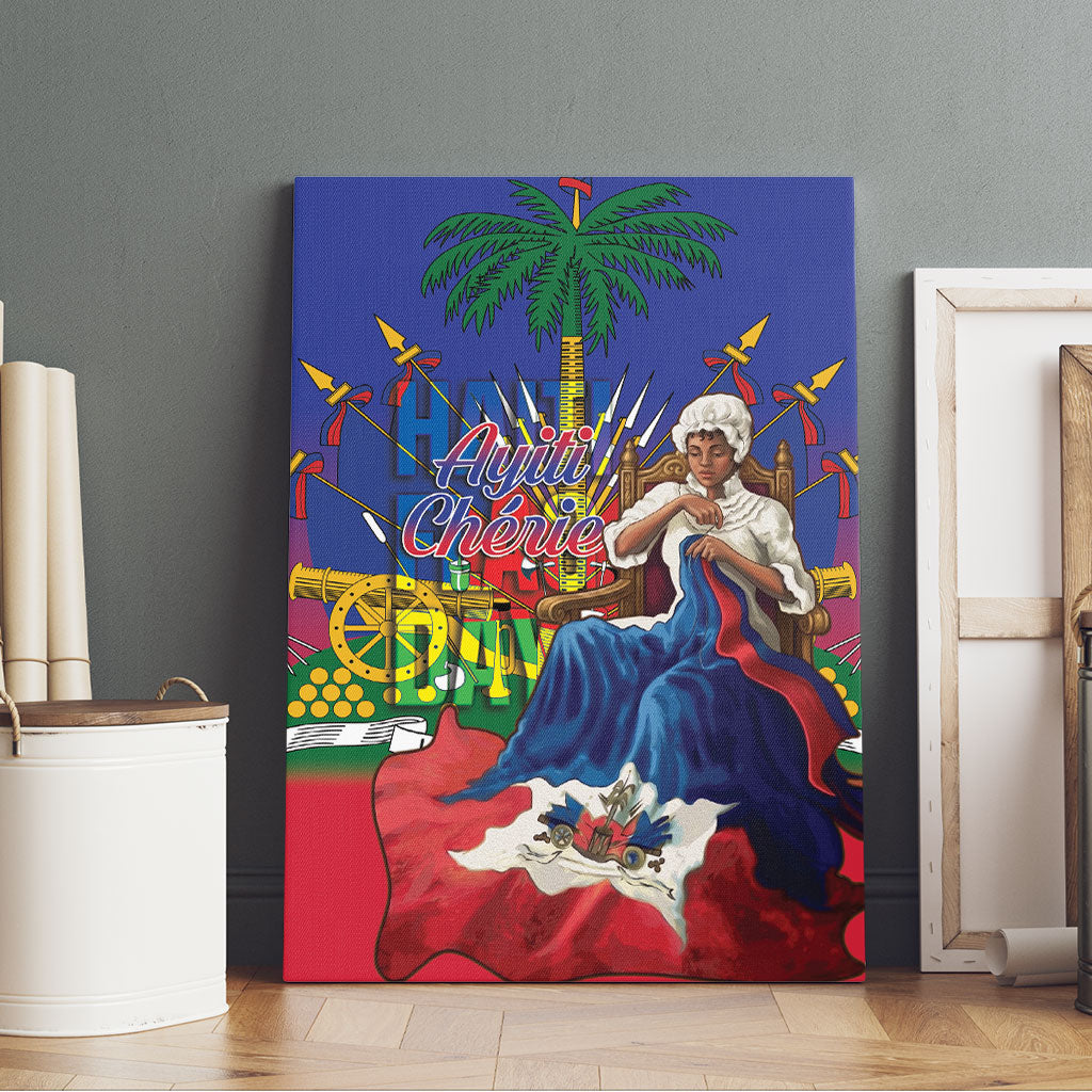 Catherine Flon Haiti Flag Day Canvas Wall Art Ayiti Cherie Coat Of Arms