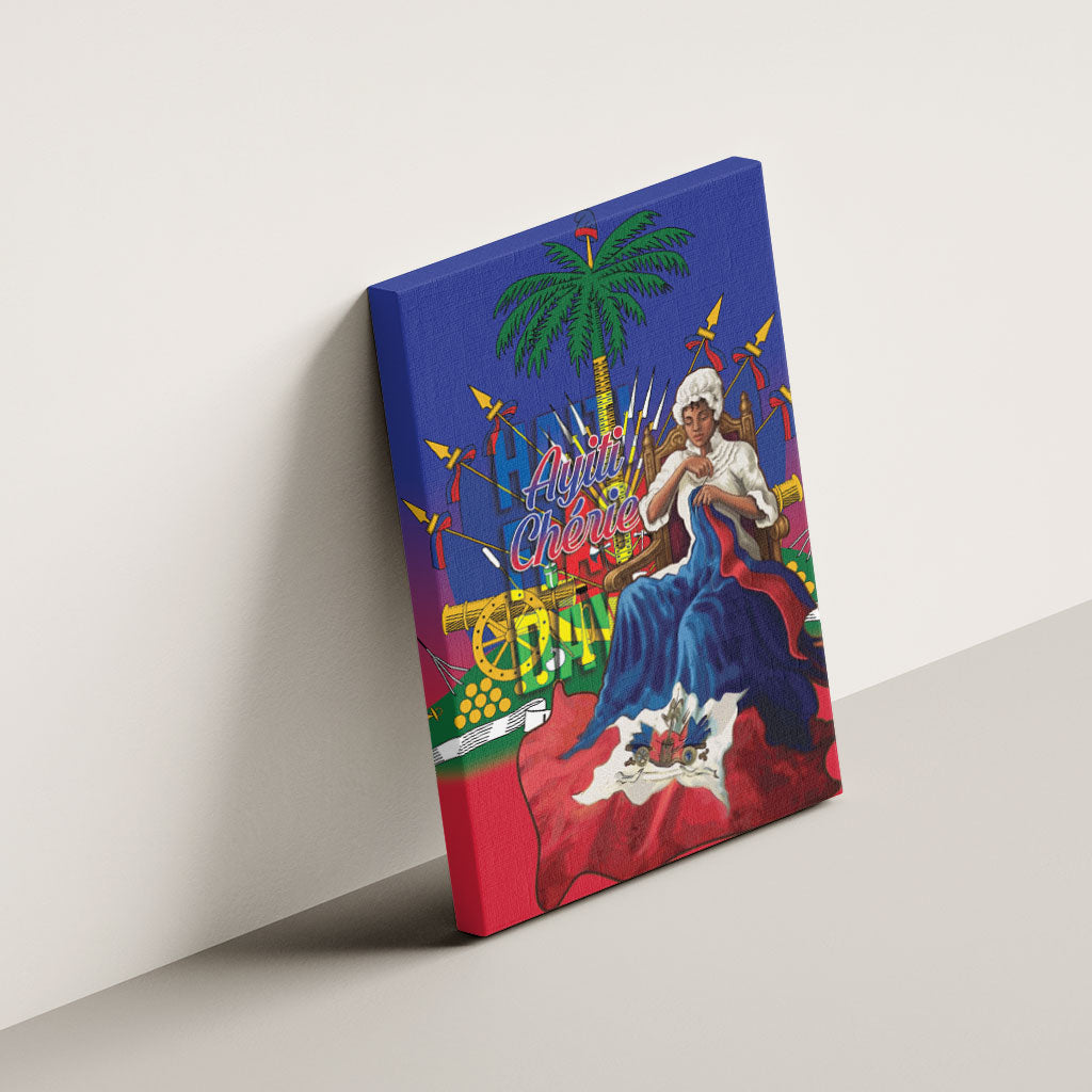 Catherine Flon Haiti Flag Day Canvas Wall Art Ayiti Cherie Coat Of Arms