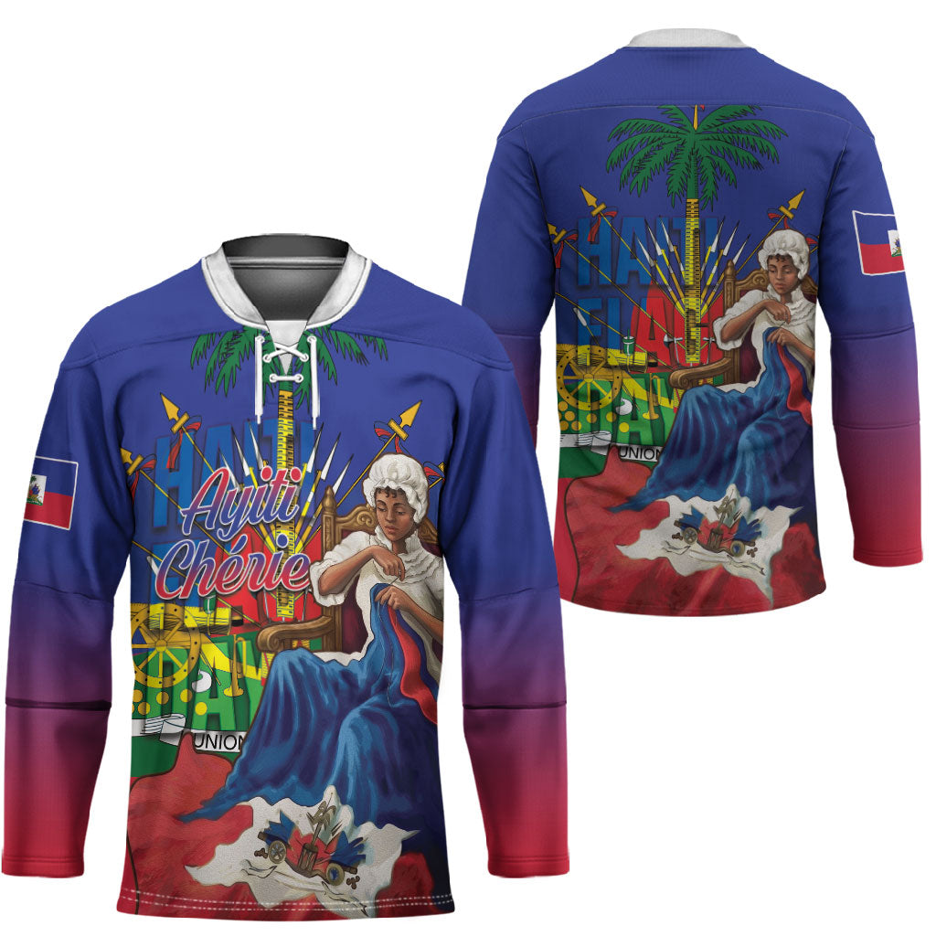 Catherine Flon Haiti Flag Day Hockey Jersey Ayiti Cherie Coat Of Arms
