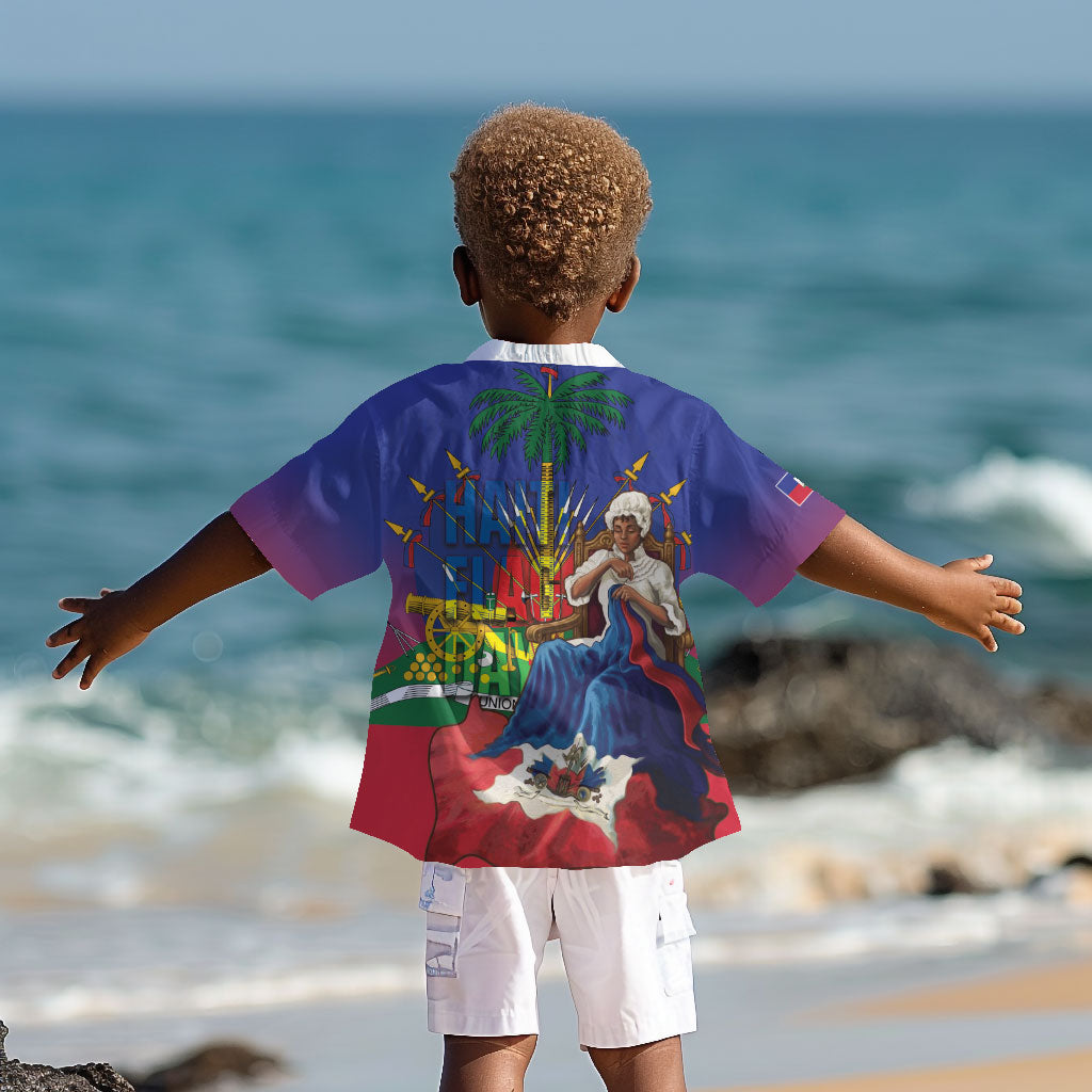 Catherine Flon Haiti Flag Day Kid Hawaiian Shirt Ayiti Cherie Coat Of Arms