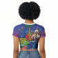 Catherine Flon Haiti Flag Day Raglan Cropped T shirt Ayiti Cherie Coat Of Arms