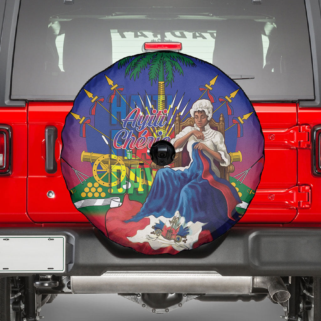 Catherine Flon Haiti Flag Day Spare Tire Cover Ayiti Cherie Coat Of Arms