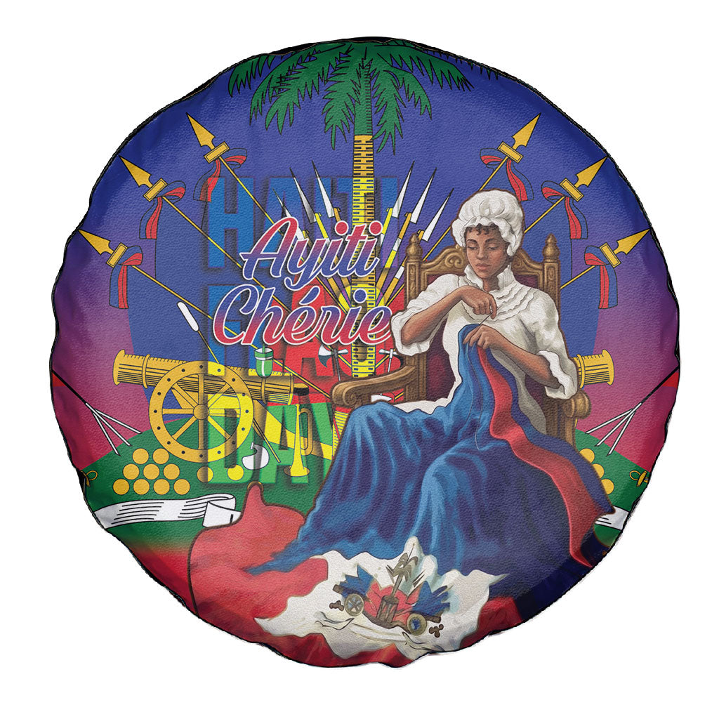 Catherine Flon Haiti Flag Day Spare Tire Cover Ayiti Cherie Coat Of Arms