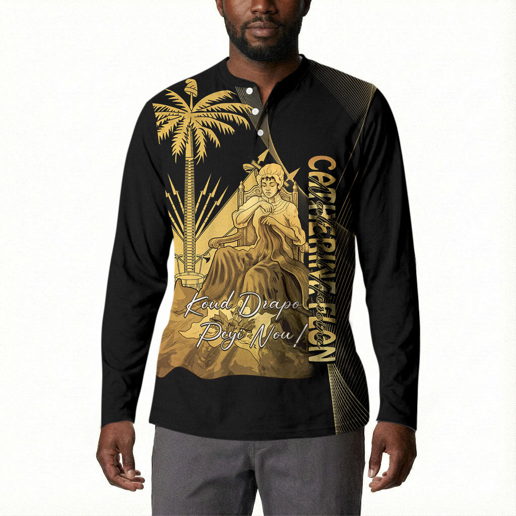 Catherine Flon Haiti Flag Day Button Sweatshirt National Heroine Koud Drapo Peyi Nou