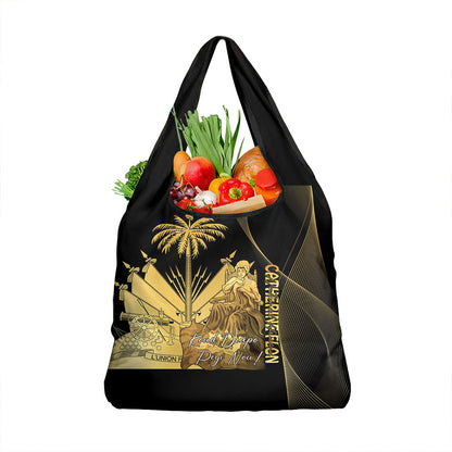 Catherine Flon Haiti Flag Day Grocery Bag National Heroine Koud Drapo Peyi Nou