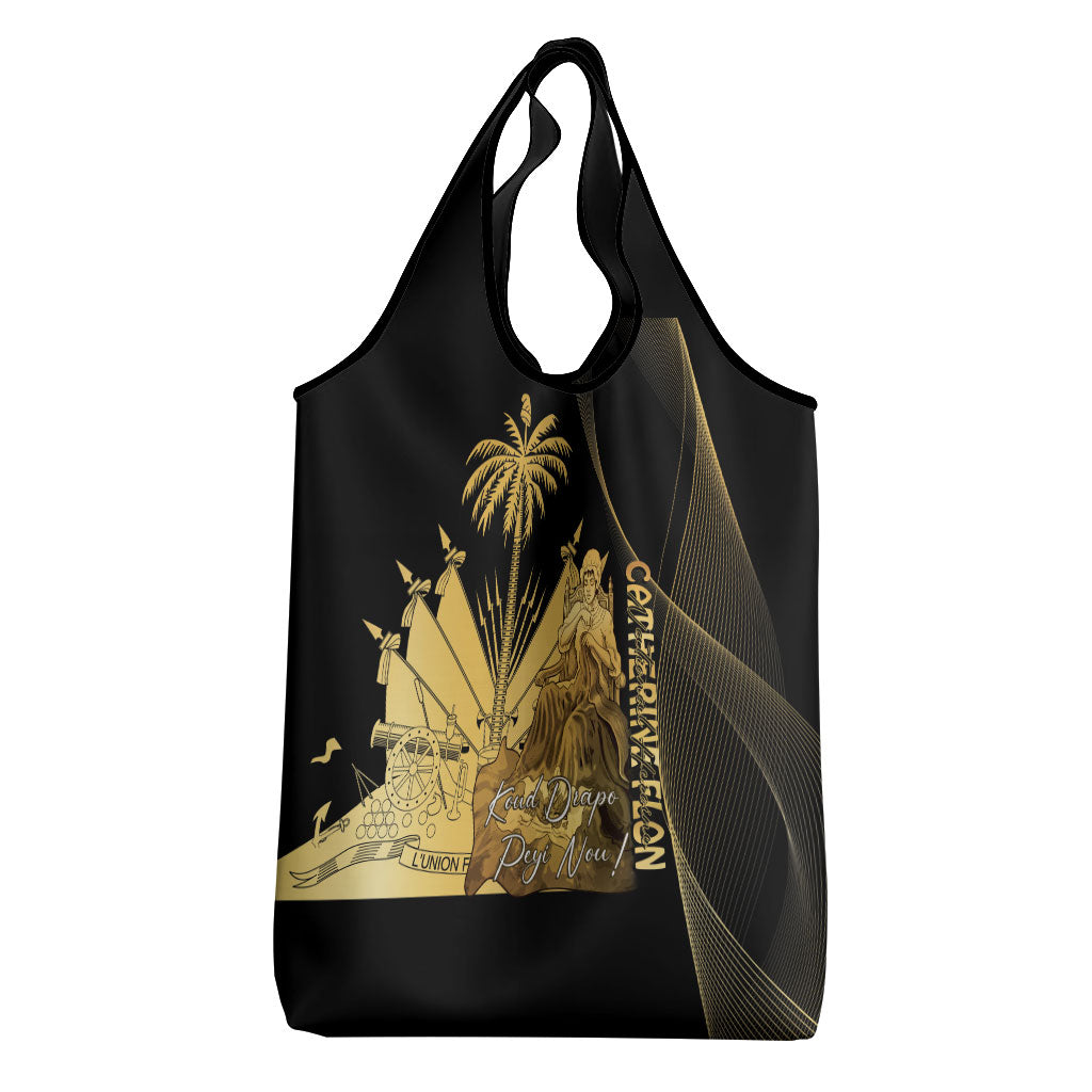 Catherine Flon Haiti Flag Day Grocery Bag National Heroine Koud Drapo Peyi Nou