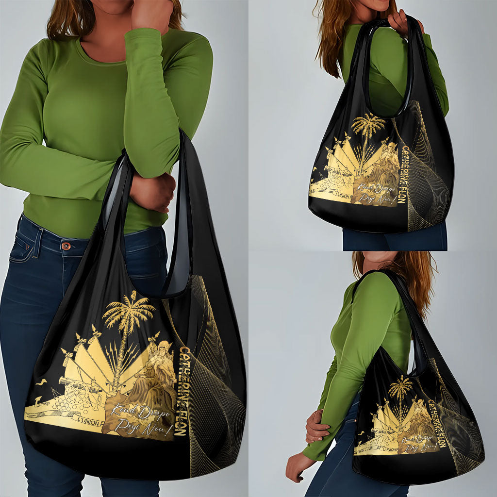 Catherine Flon Haiti Flag Day Grocery Bag National Heroine Koud Drapo Peyi Nou