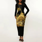 Catherine Flon Haiti Flag Day Long Sleeve Bodycon Dress National Heroine Koud Drapo Peyi Nou
