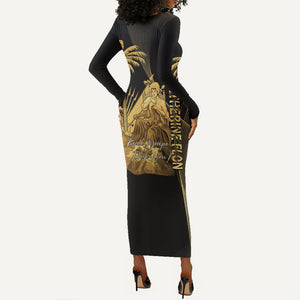 Catherine Flon Haiti Flag Day Long Sleeve Bodycon Dress National Heroine Koud Drapo Peyi Nou