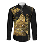 Catherine Flon Haiti Flag Day Long Sleeve Button Shirt National Heroine Koud Drapo Peyi Nou