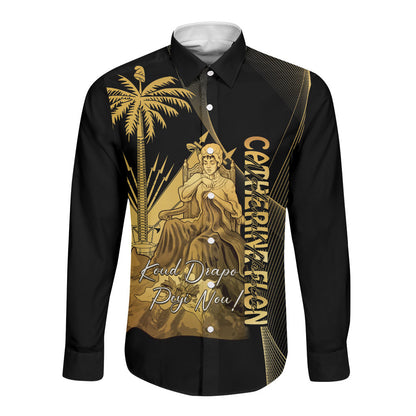 Catherine Flon Haiti Flag Day Long Sleeve Button Shirt National Heroine Koud Drapo Peyi Nou