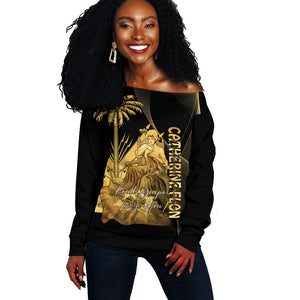 Catherine Flon Haiti Flag Day Off Shoulder Sweater National Heroine Koud Drapo Peyi Nou