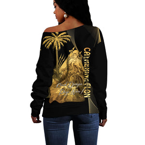 Catherine Flon Haiti Flag Day Off Shoulder Sweater National Heroine Koud Drapo Peyi Nou