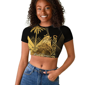 Catherine Flon Haiti Flag Day Raglan Cropped T shirt National Heroine Koud Drapo Peyi Nou