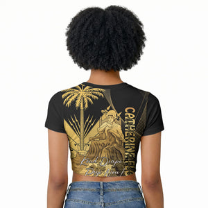 Catherine Flon Haiti Flag Day Raglan Cropped T shirt National Heroine Koud Drapo Peyi Nou