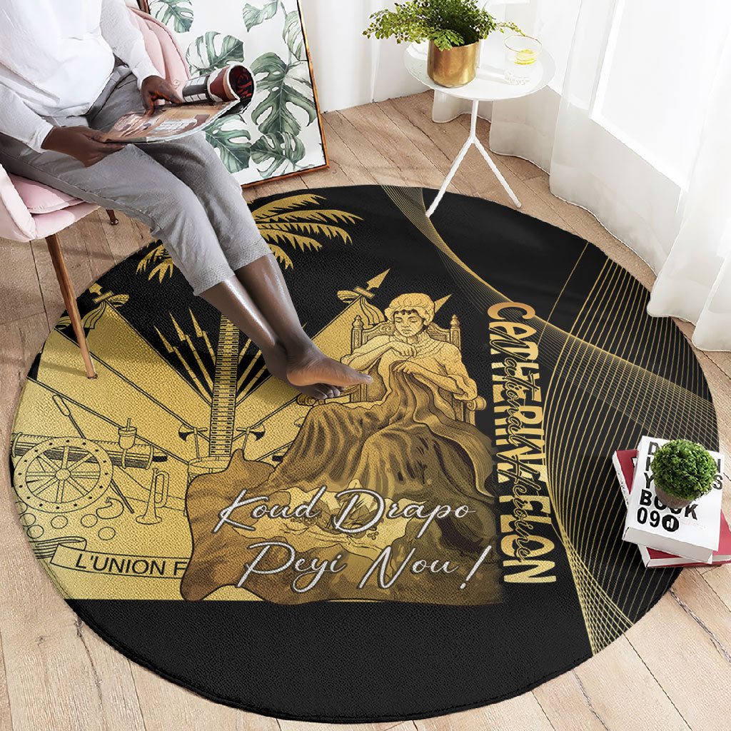 Catherine Flon Haiti Flag Day Round Carpet National Heroine Koud Drapo Peyi Nou