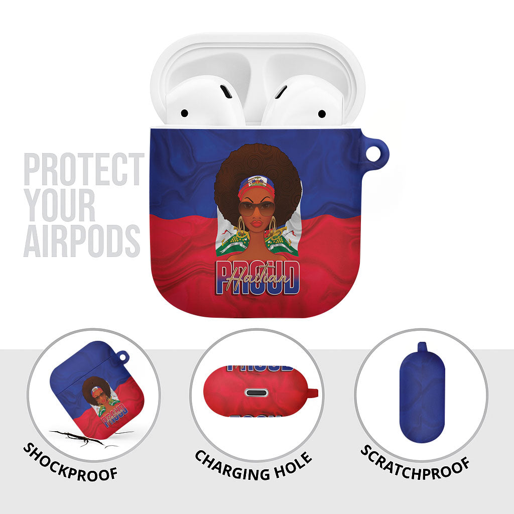 Haiti Flag Day AirPods Case Haitian Women Proud Flag Wave Style