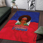 Haiti Flag Day Area Rug Haitian Women Proud Flag Wave Style