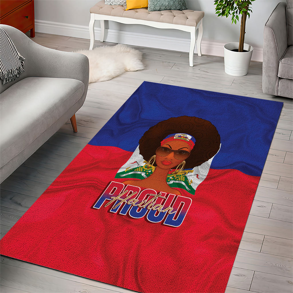Haiti Flag Day Area Rug Haitian Women Proud Flag Wave Style