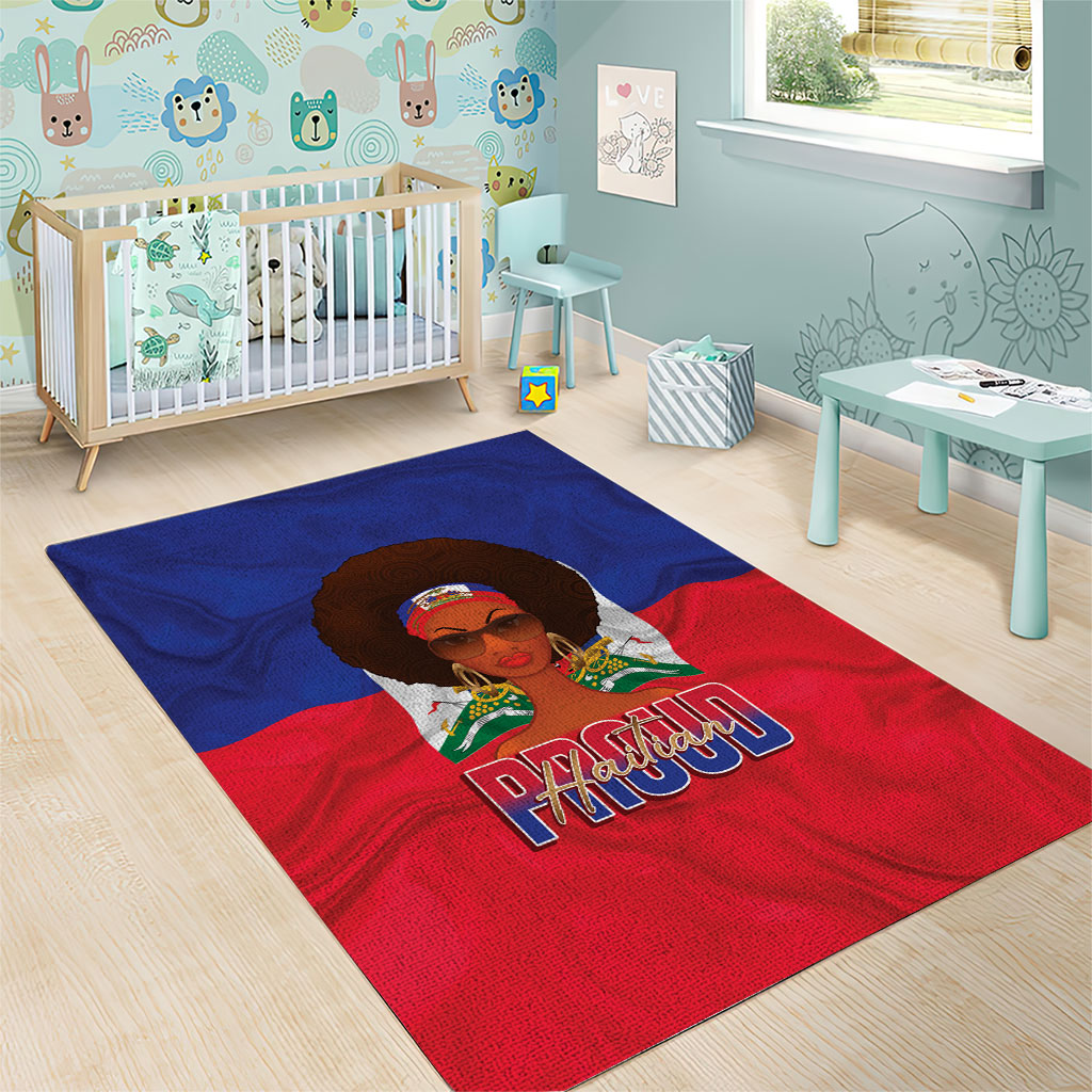 Haiti Flag Day Area Rug Haitian Women Proud Flag Wave Style