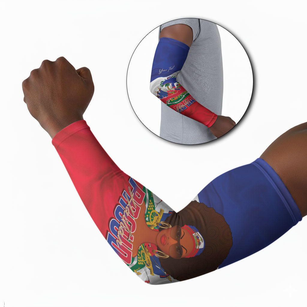 Personalized Haiti Flag Day Arm Sleeves Haitian Women Proud Flag Wave Style
