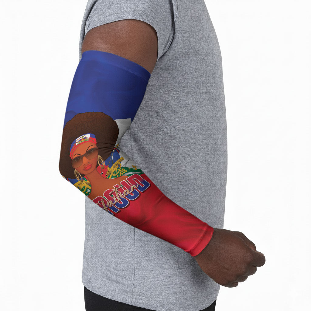 Personalized Haiti Flag Day Arm Sleeves Haitian Women Proud Flag Wave Style