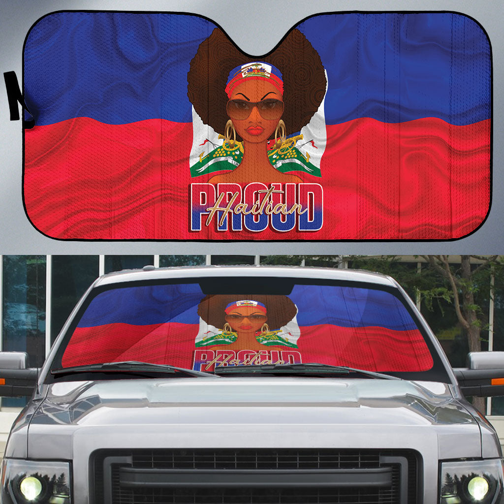 Haiti Flag Day Auto Sun Shade Haitian Women Proud Flag Wave Style