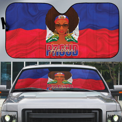 Haiti Flag Day Auto Sun Shade Haitian Women Proud Flag Wave Style