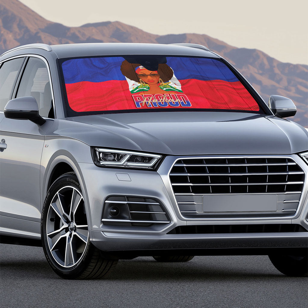 Haiti Flag Day Auto Sun Shade Haitian Women Proud Flag Wave Style