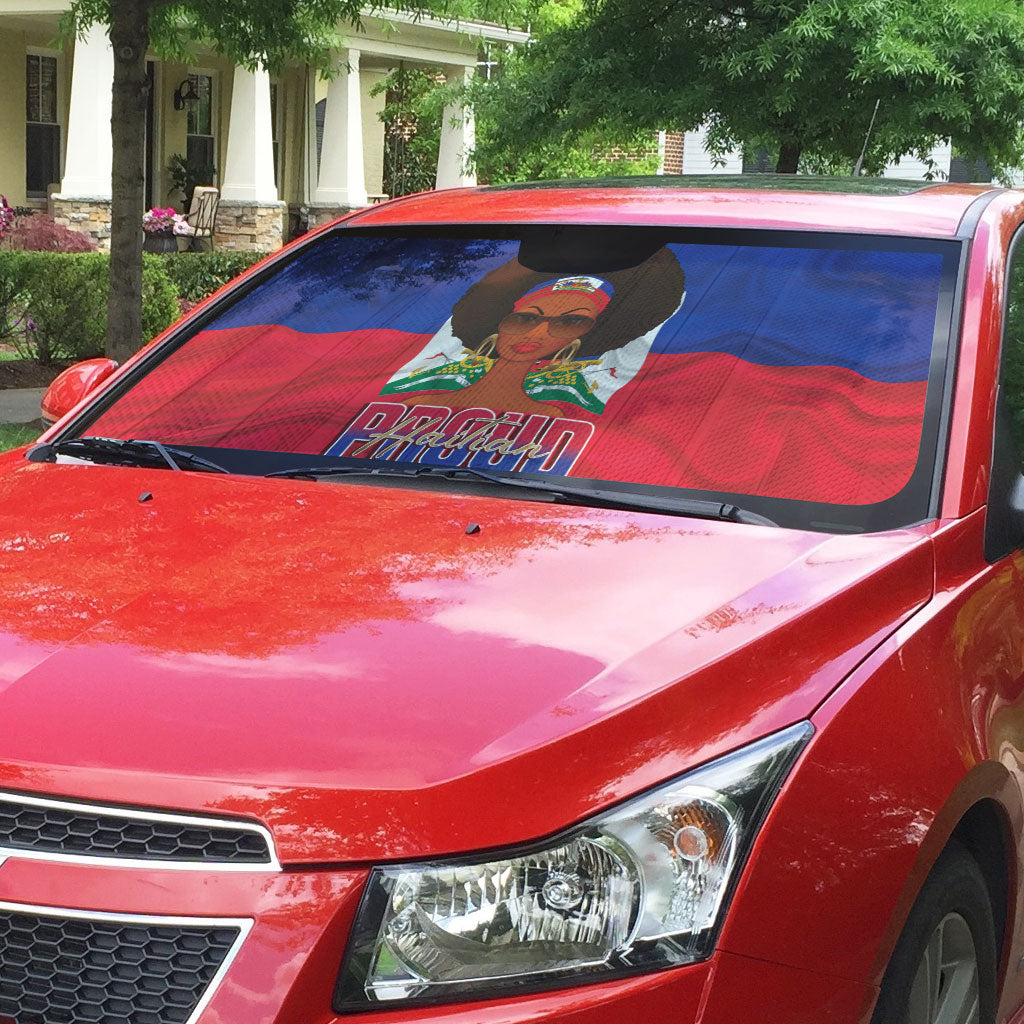 Haiti Flag Day Auto Sun Shade Haitian Women Proud Flag Wave Style