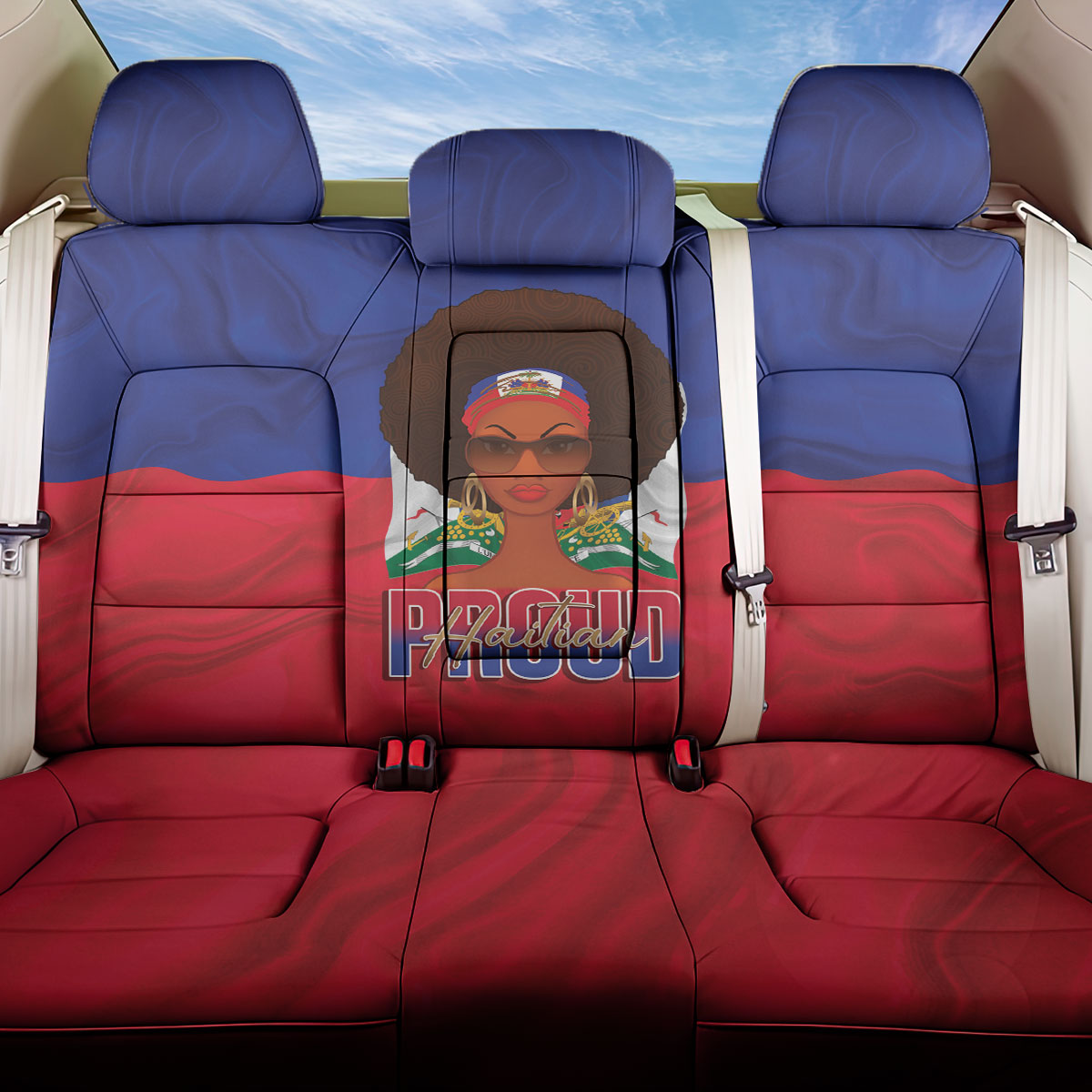 Haiti Flag Day Back Car Seat Cover Haitian Women Proud Flag Wave Style