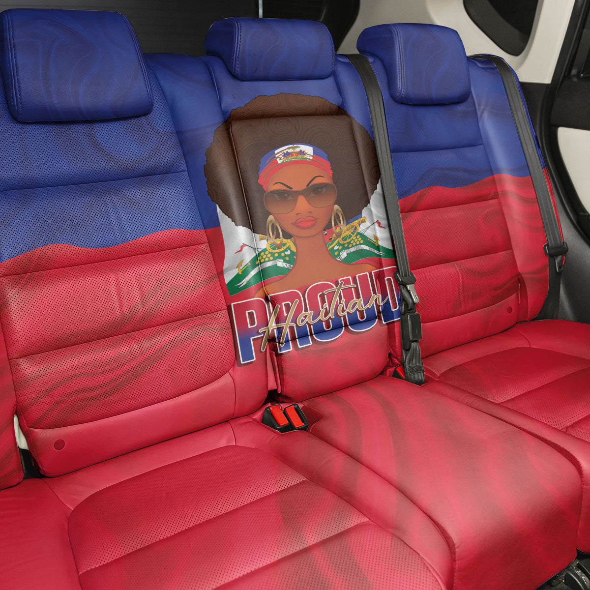 Haiti Flag Day Back Car Seat Cover Haitian Women Proud Flag Wave Style