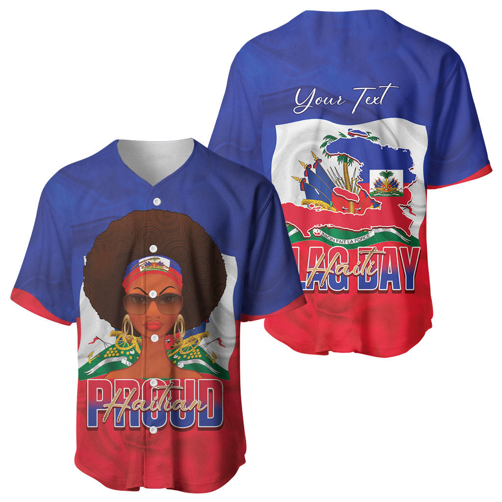 Personalized Haiti Flag Day Baseball Jersey Haitian Women Proud Flag Wave Style