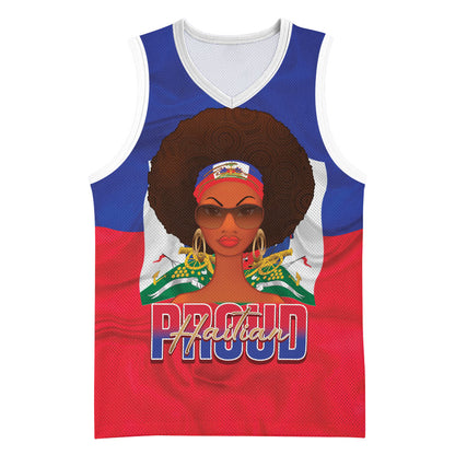 Personalized Haiti Flag Day Basketball Jersey Haitian Women Proud Flag Wave Style