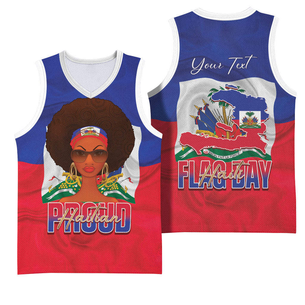 Personalized Haiti Flag Day Basketball Jersey Haitian Women Proud Flag Wave Style