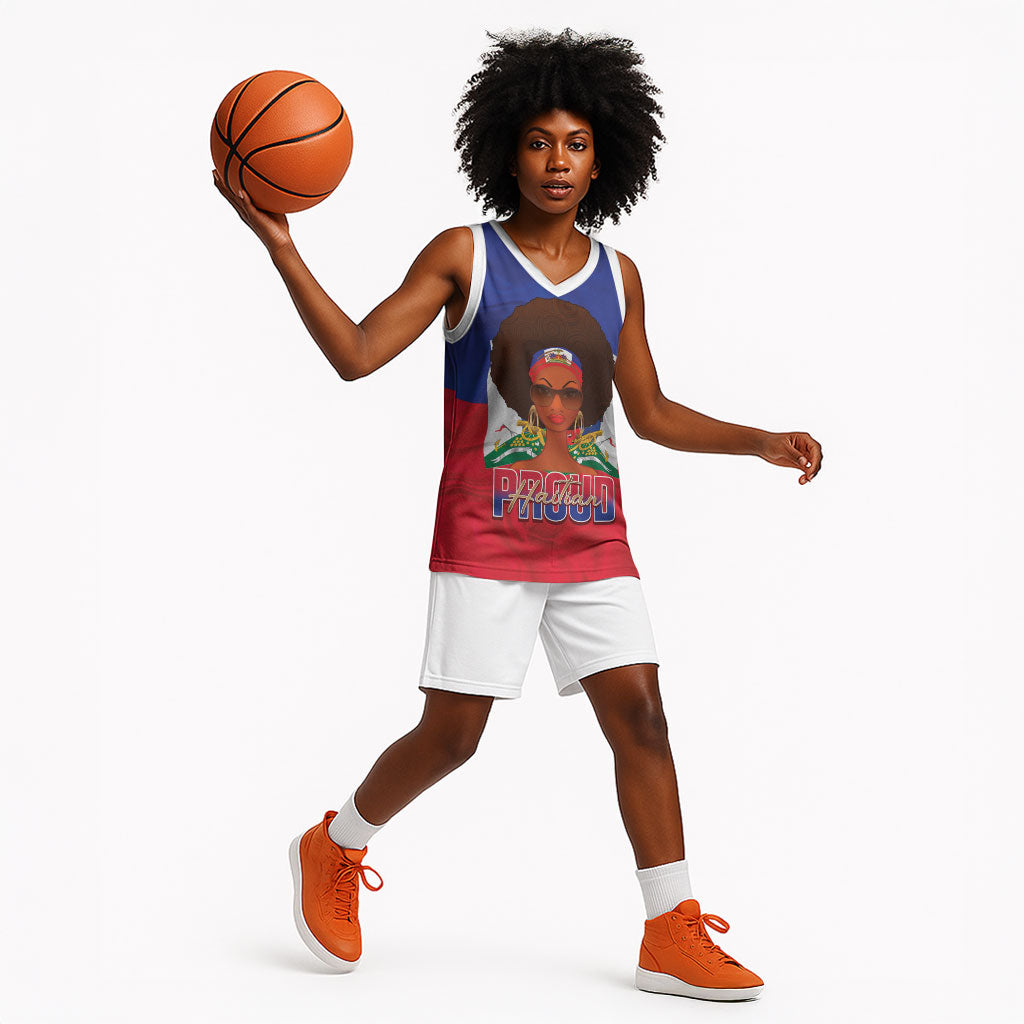 Personalized Haiti Flag Day Basketball Jersey Haitian Women Proud Flag Wave Style