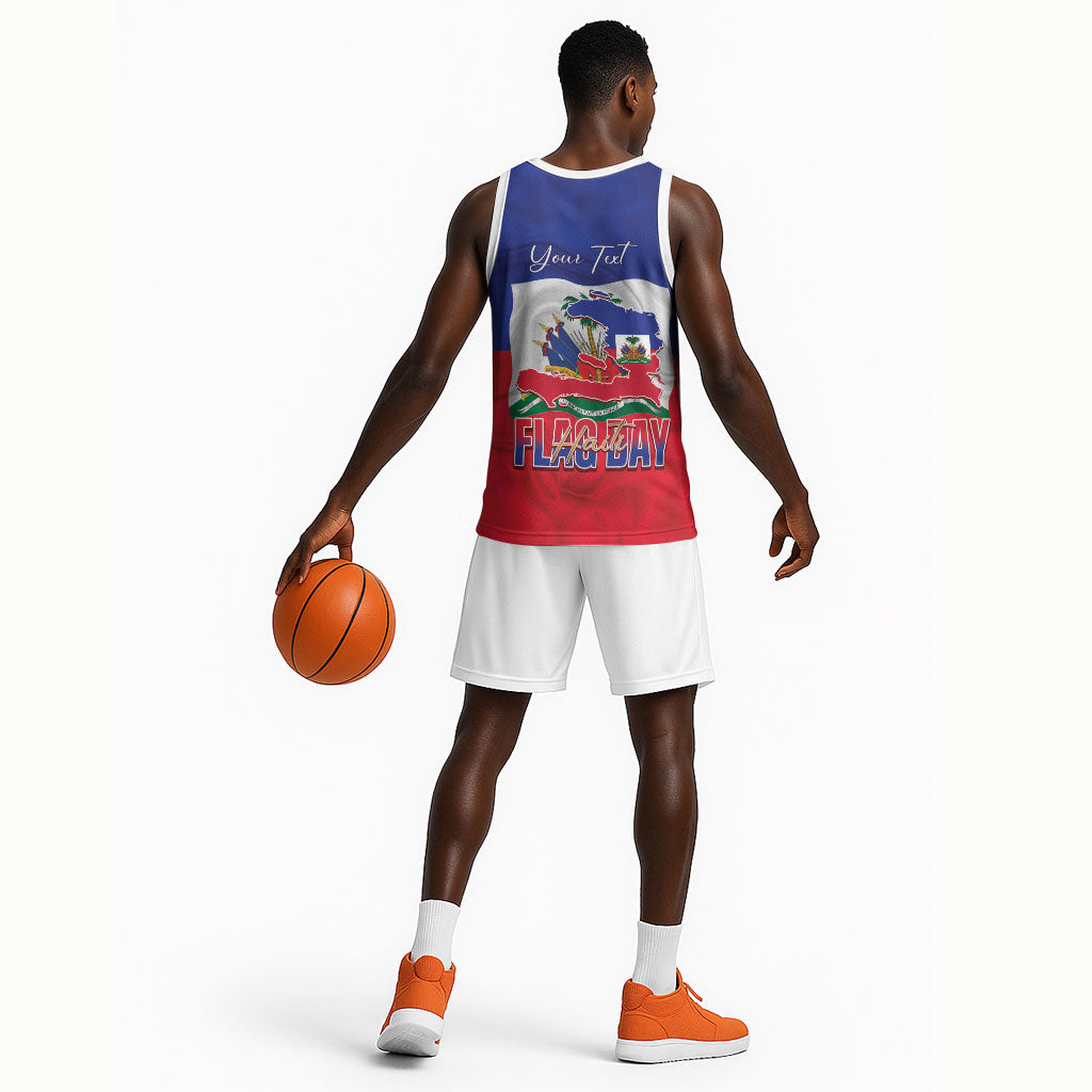 Personalized Haiti Flag Day Basketball Jersey Haitian Women Proud Flag Wave Style