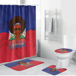 Haiti Flag Day Bathroom Set Haitian Women Proud Flag Wave Style