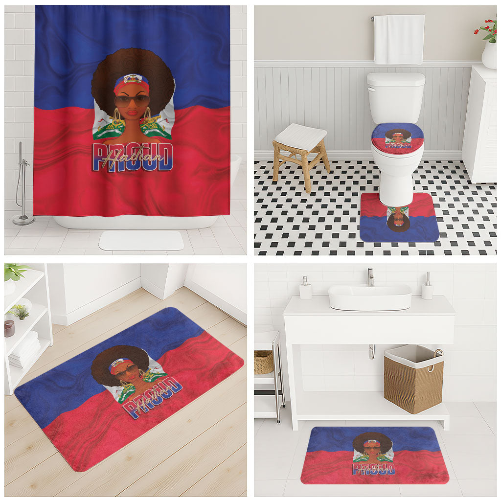 Haiti Flag Day Bathroom Set Haitian Women Proud Flag Wave Style