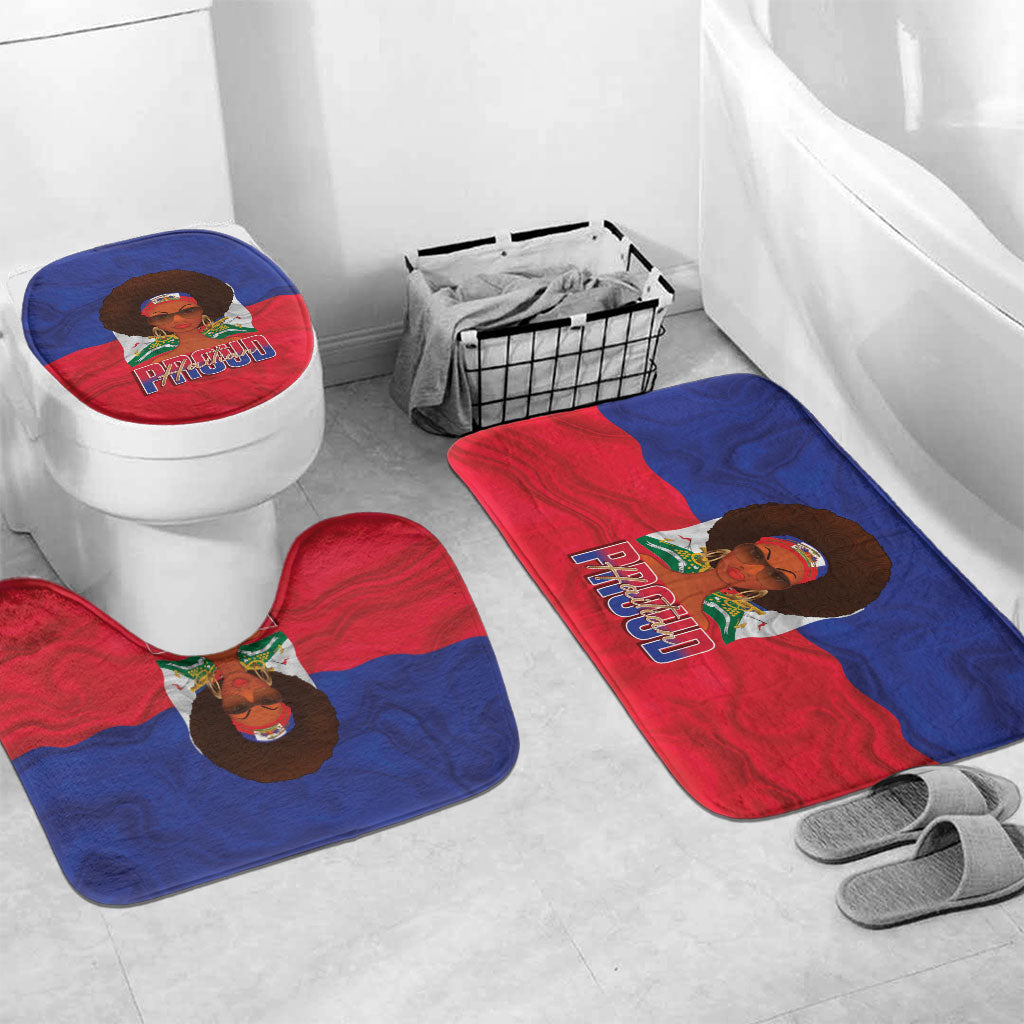 Haiti Flag Day Bathroom Set Haitian Women Proud Flag Wave Style