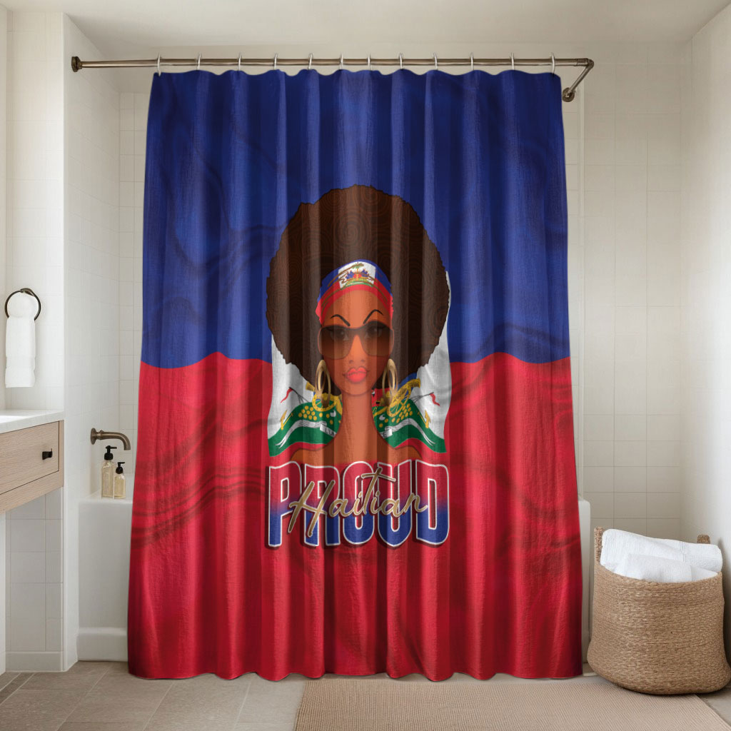 Haiti Flag Day Bathroom Set Haitian Women Proud Flag Wave Style